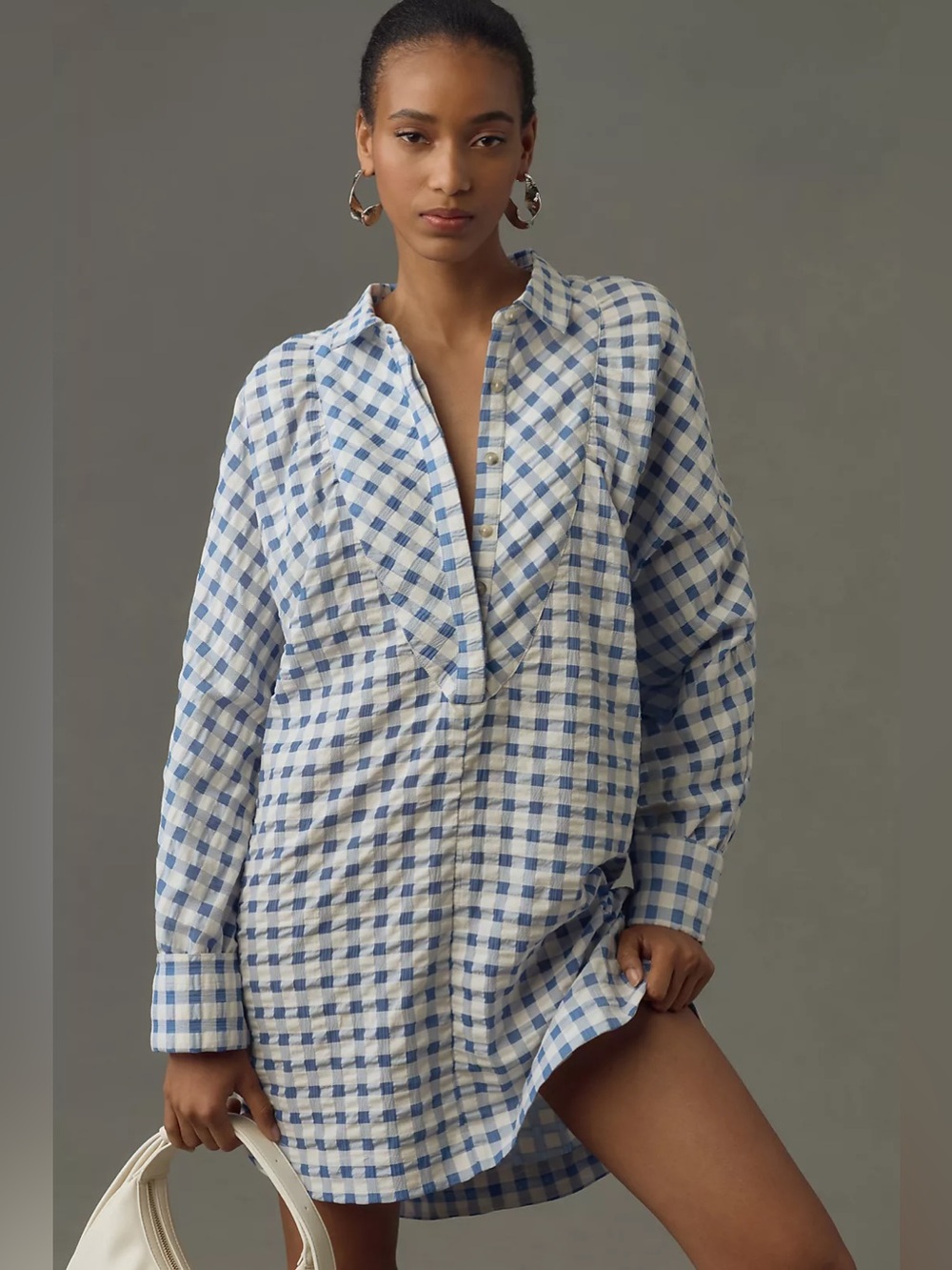 Anthropologie Maeve Long-Sleeve Collared Popover Mini Dress M